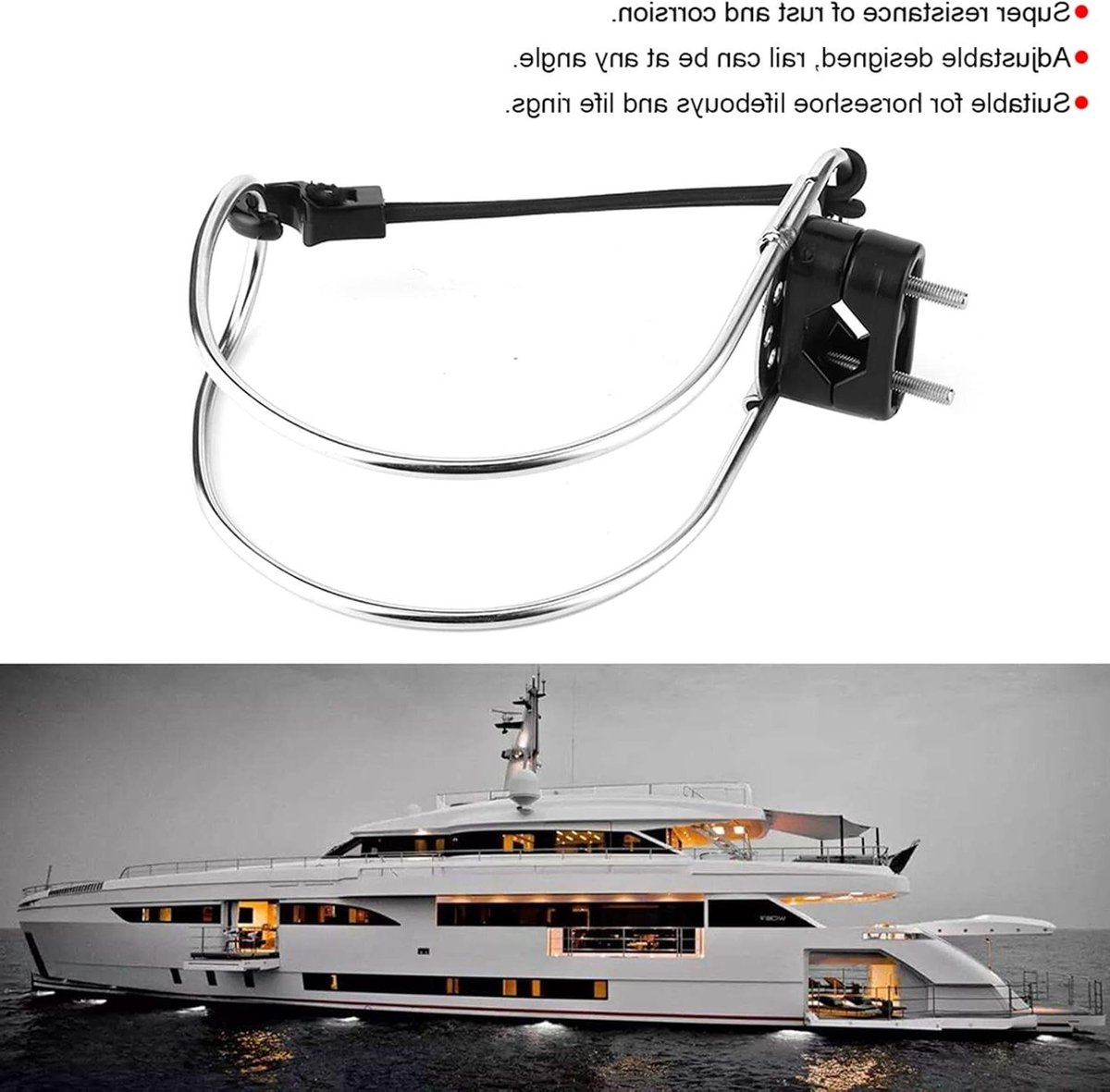 Allecto Plus - Zwemboei Houder 4.5 Inch van Roestvrij Staal voor Marine Boot - Zwemring Beugel Reddingboei Schip - Zwemboei Houder voor reddingsring.