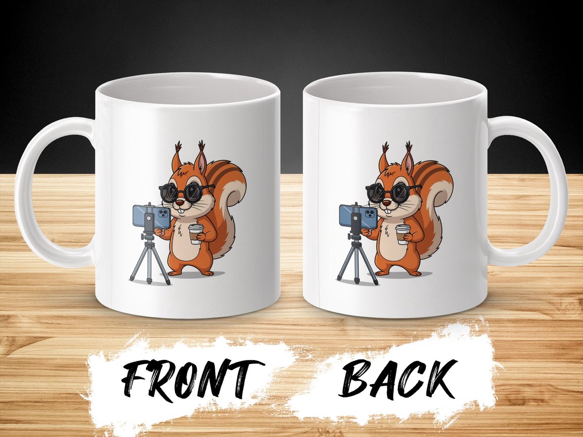 Grappige Eekhoorn Vlogt Mok, Cool Dier Mok, Koffie Mok, Cadeau Idee, Unieke Eekhoorn Mok