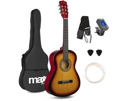Kinder gitaar - MAX SoloArt akoestische gitaar 3/4 - Met gratis muzieklessen en accessoires - Sunburst