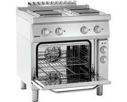 Bartscher Elektrisch Fornuis 700 B800 - 4 Rechthoekige Kookplaten - Convectieoven - 14-05 kW - 800x700x850mm - Horeca Oven - Horeca Fornuis