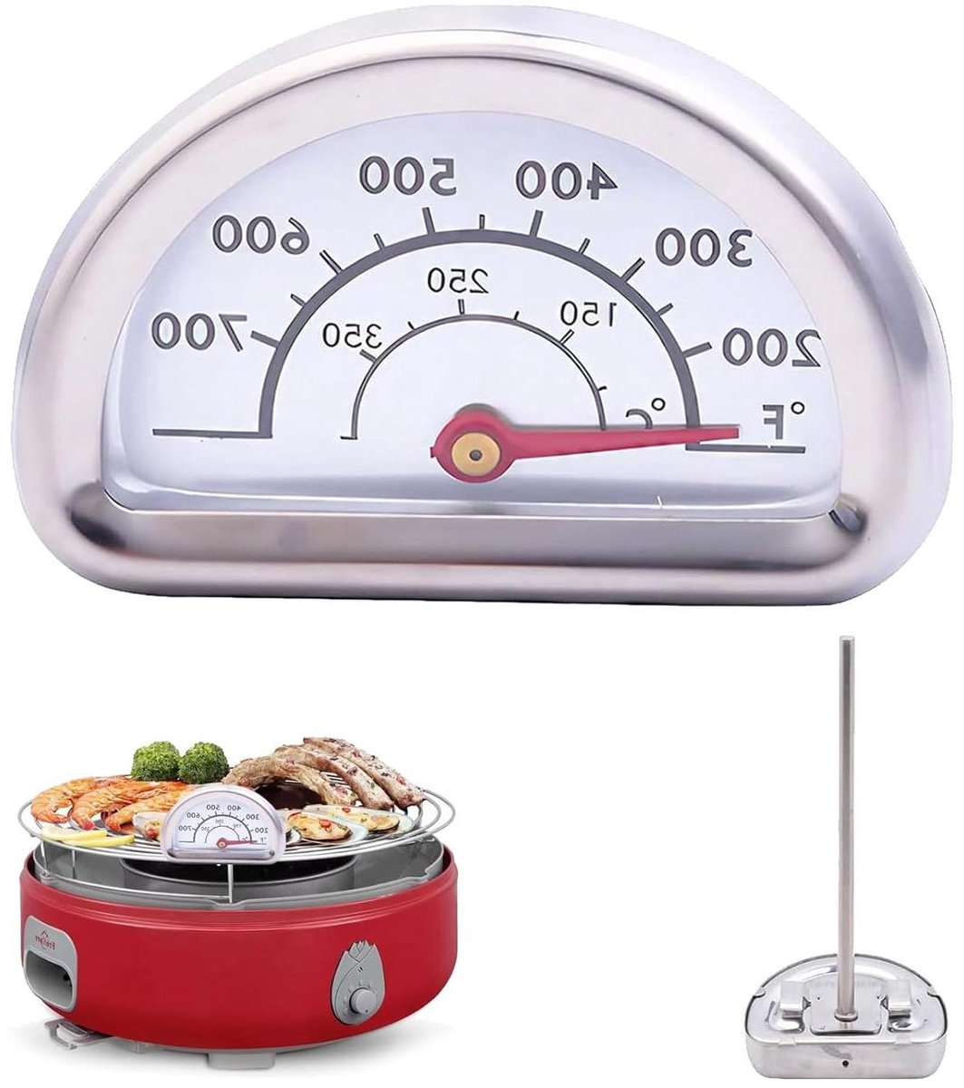 Allecto Plus - Oventhermometer van roestvrij staal voor binnen- en buitengebruik met 7 cm sensor. Geschikt voor oven, grill en Omnia. Temperatuurweergave van 0 ℃-400 ℃.