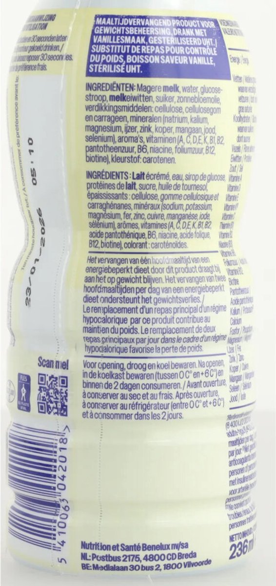 WeCare Meal Replacement Drink Classic Vanilla - 4 x 236 ml - Voordeelverpakking