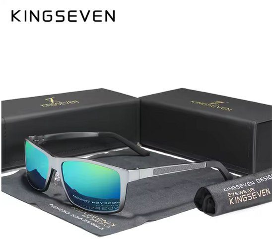 KINGSEVEN Zonnebril 7021 - Donkergroen – Heren - Vrouwen - Gepolariseerd - UV400 - Rechthoek