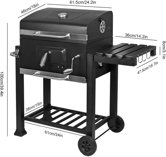 Betaalbare Goederen® BBQ - houtskool grill wagen - barbecue - barbecues - barbecue houtskool - tuin - zomer - gezin — afbeelding 4