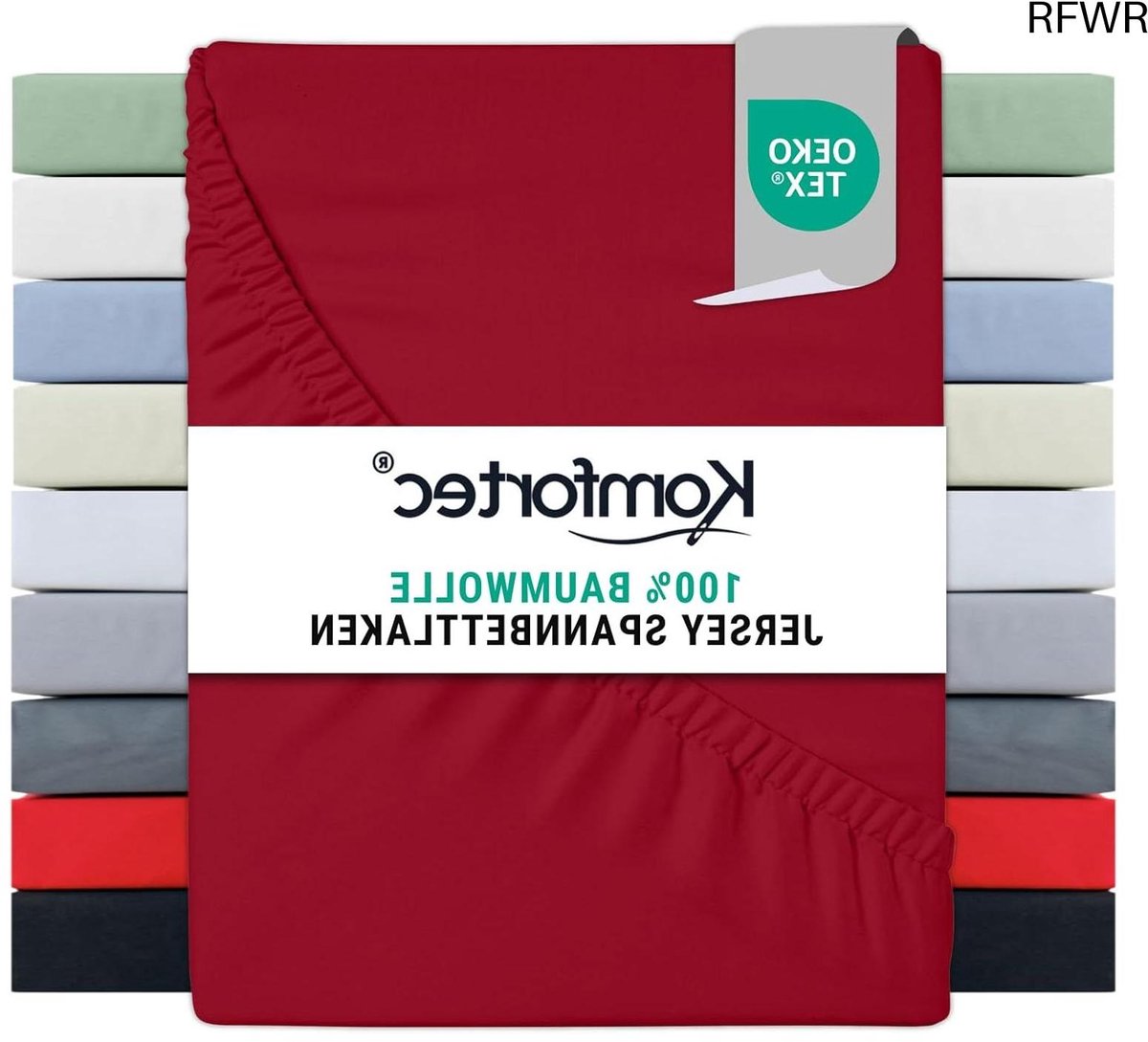 RFWR Jersey hoeslaken 90x200 cm van 100% katoen in rood