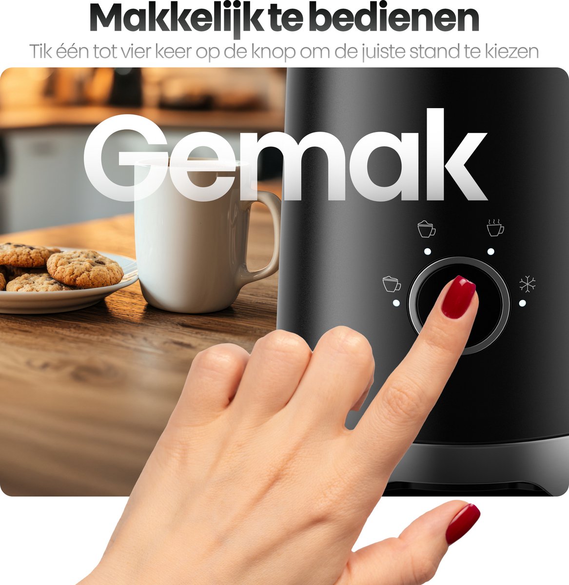 Phreeze F01 Elektrische Melkopschuimer - 300 ML - 4-in-1 Warm & Koud - Melk Opschuimer - Melkklopper voor Cappuccino, Latte & Chocolademelk — cadeau in Kookcadeaus - foto 2