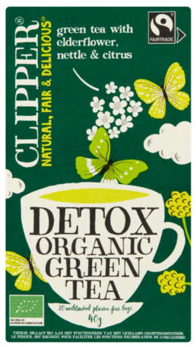 Clipper Thee Detox Green Tea - 3 x 20 stuks - Voordeelverpakking