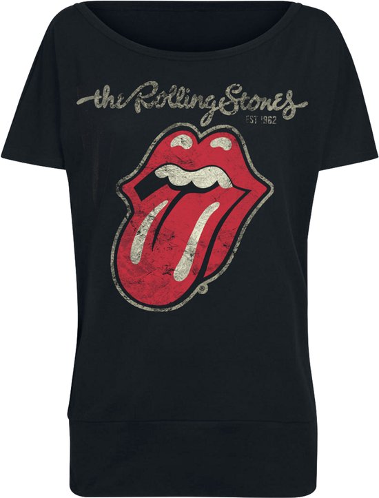 T-shirt noir des Rolling Stones, The Plastered Tongue, taille L