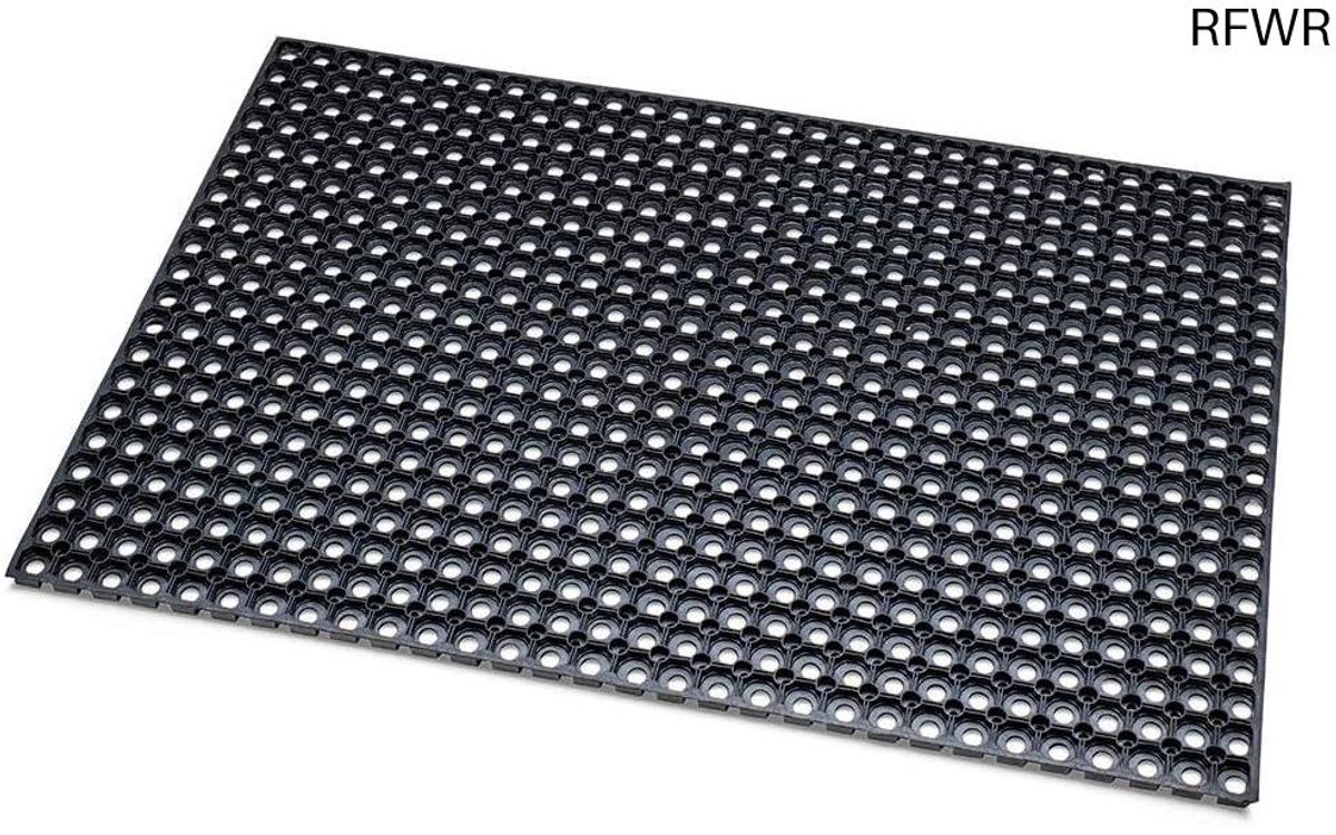 RFWR Rubber-ringmat 80x120 cm - Antislip Deurmat voor Binnen en Buiten Zwart