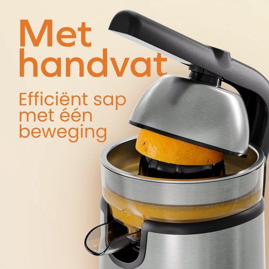 KitchenBrothers Citruspers - Elektrische Sinaasappelpers en Citroenpers - Met Uitloop en Pershendel - Compact - 0.35L - RVS van Merkloos — afbeelding 4