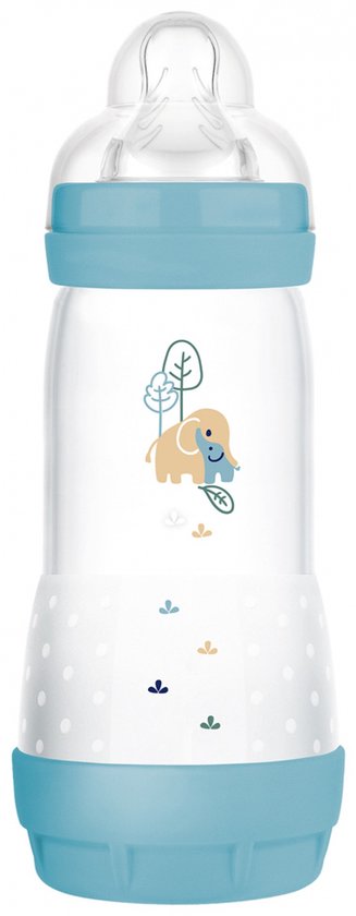MAM Easy Start-voedingsfles 320 ml 4 Maanden en + Debiet 3 (Kleur : Blauw)