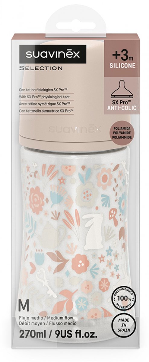 Suavinex Wonderland SX Pro Fles - Medium Flow - 270ml - Roze van Suavinex — afbeelding 2