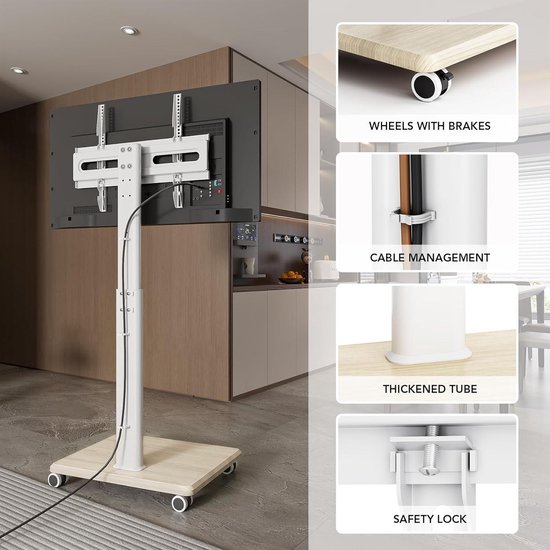 Generic Mobiele tv-standaard met wielen voor 32-60 inch tv's, in hoogte