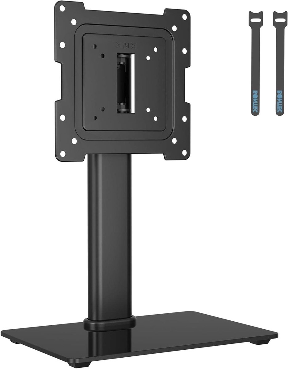 Universal TV Stand for 17-43 inch TVs - Height Adjustable with Swivel Hinge - Max VESA 200x200 - Up to 45kg - Black
