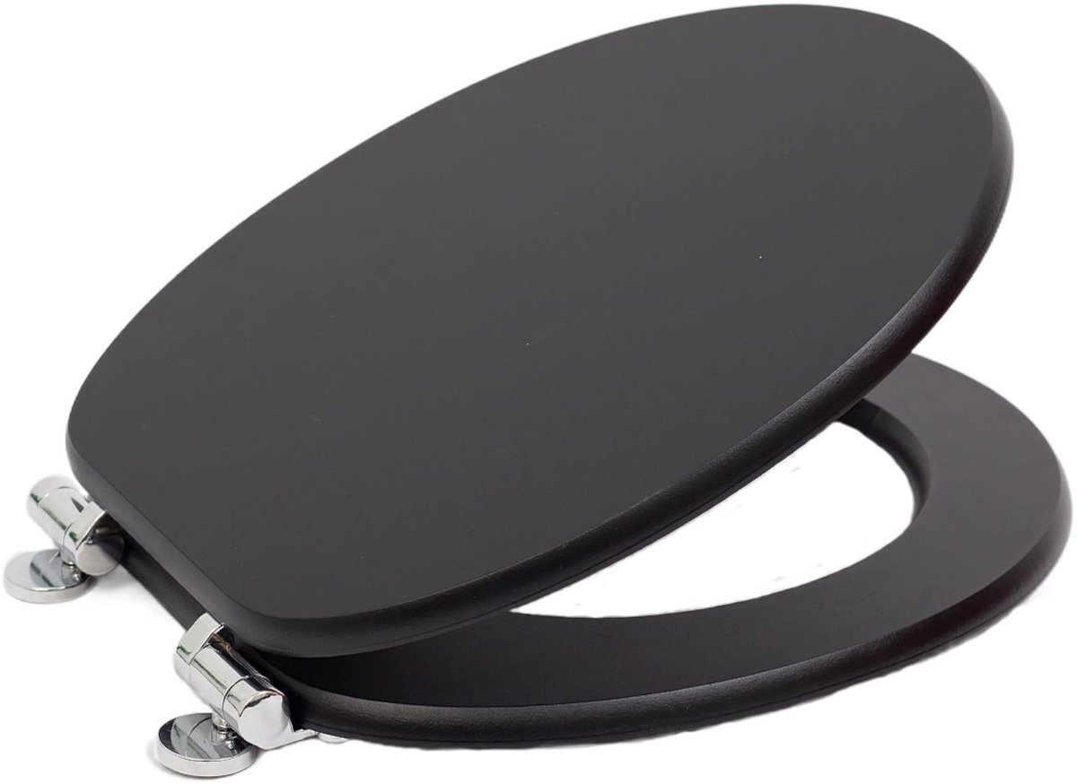 Ibenzoa® WC-Bril met Softclose Mechanisme - MDF Houten Kern, Zwart