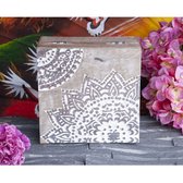 grande boîte en bois Mandala de couleur argentée