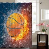 Stijlvol Douchegordijn met Basketbalontwerp en Versterkte Details 180x180 cm Inclusief Ringen