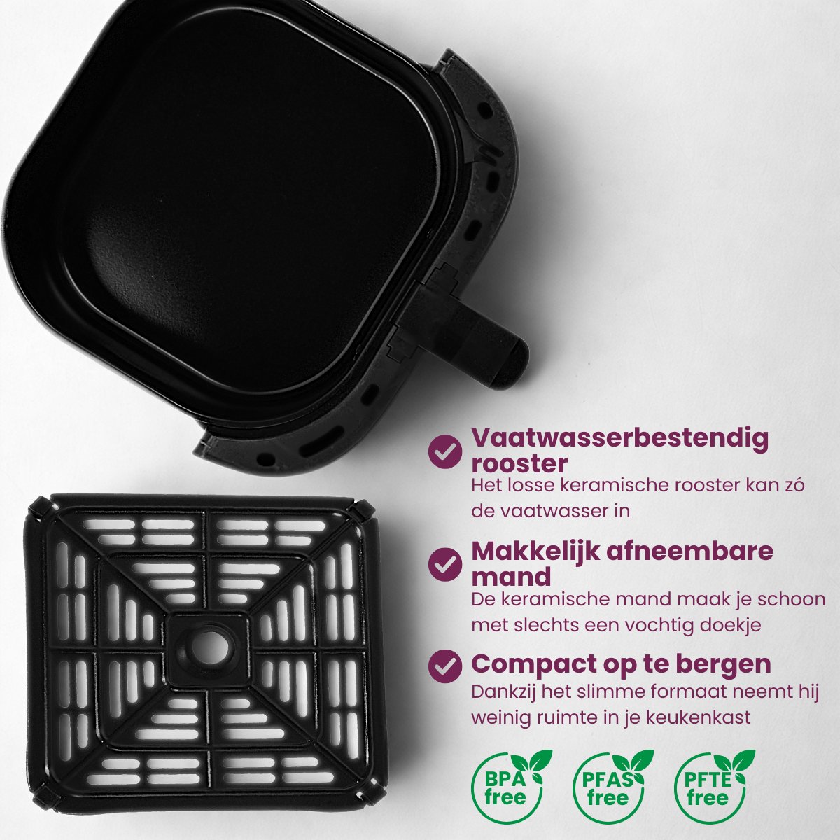 Afbeelding 2 van Wartmann Airfryer / Heteluchtfriteuse - PFAS-vrij - WM-2408 AF - 1500 W - 6 liter