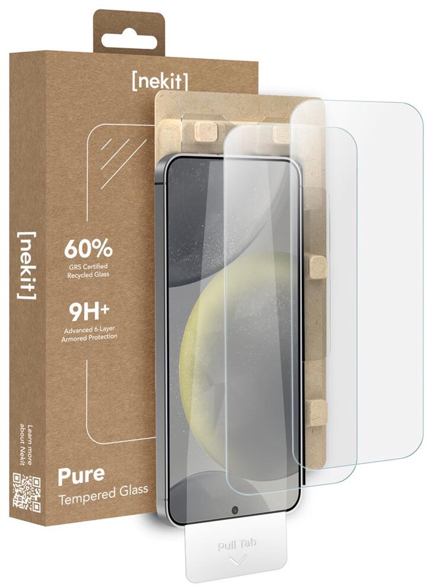 NEKIT Pure - Duo Pack Tempered Glass Geschikt voor Samsung Galaxy S24 - 9H+ Gehard - GRS Gerecycled Glas - Screen Protector met Installatiebox - Case Friendly