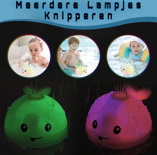 Cliste Mini de Badwalvis - Badspeelgoed - Grijs - Lichtjes - Vis Spuit Water - Badspeeltjes - Voor in bad - Fish Spray Water - bad walvis - Waterspeelgoed - Speelgoed - Fish Bath Toy - Sensor Fontein van Merkloos — afbeelding 4