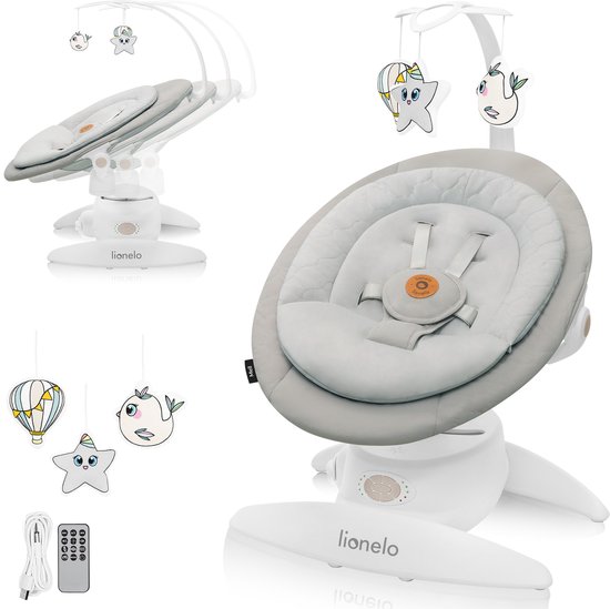 Lionelo Mell - Wipstoel - elektrische schommelstoel - met melodieën - tot 9 kg