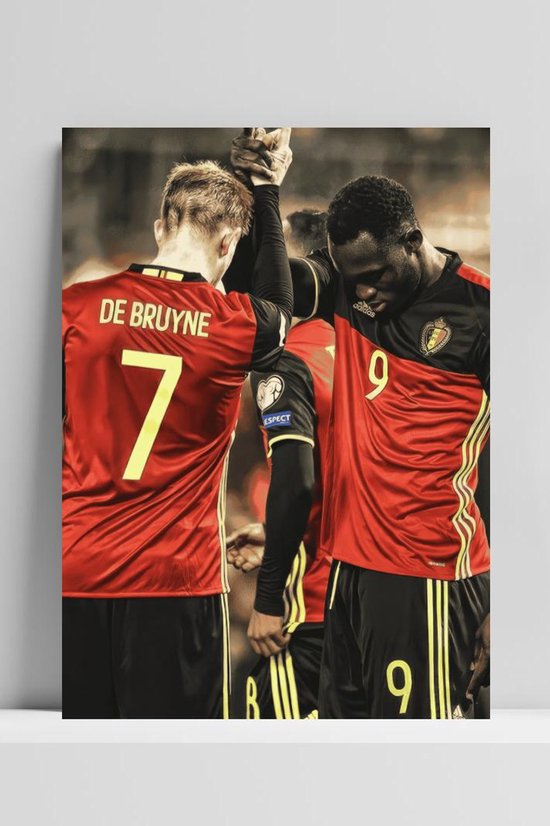 Affiche Lukaku et De Bruyne - Lukaku - Kevin de Bruyne - Voetbal - Diables Rouges - Voetbal belge - Voetbal - Décoration d'intérieur - Abstrait - affiches - format 60x90cm - 2195 - 3mm DIBOND - Plaque aluminium - Plaque murale en métal