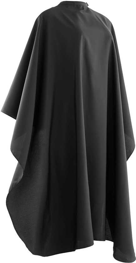 Kappersschort - Nylon Cape voor Kapsalon - Cape voor Volwassenen - Drukknoopsluiting - 118 x 145 cm - Zwart