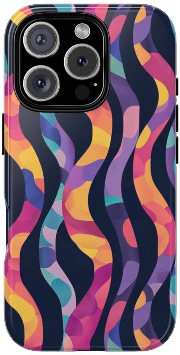 Kleurrijk Golvend Abstract Patroon – Telefoonhoesje Geschikt voor iPhone 16 Pro