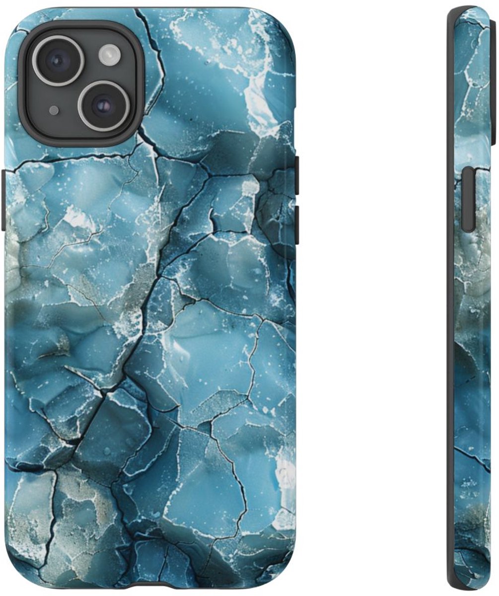 IJzige Fractalstructuur met Grunge – Telefoonhoesje Geschikt voor iPhone 15 Plus