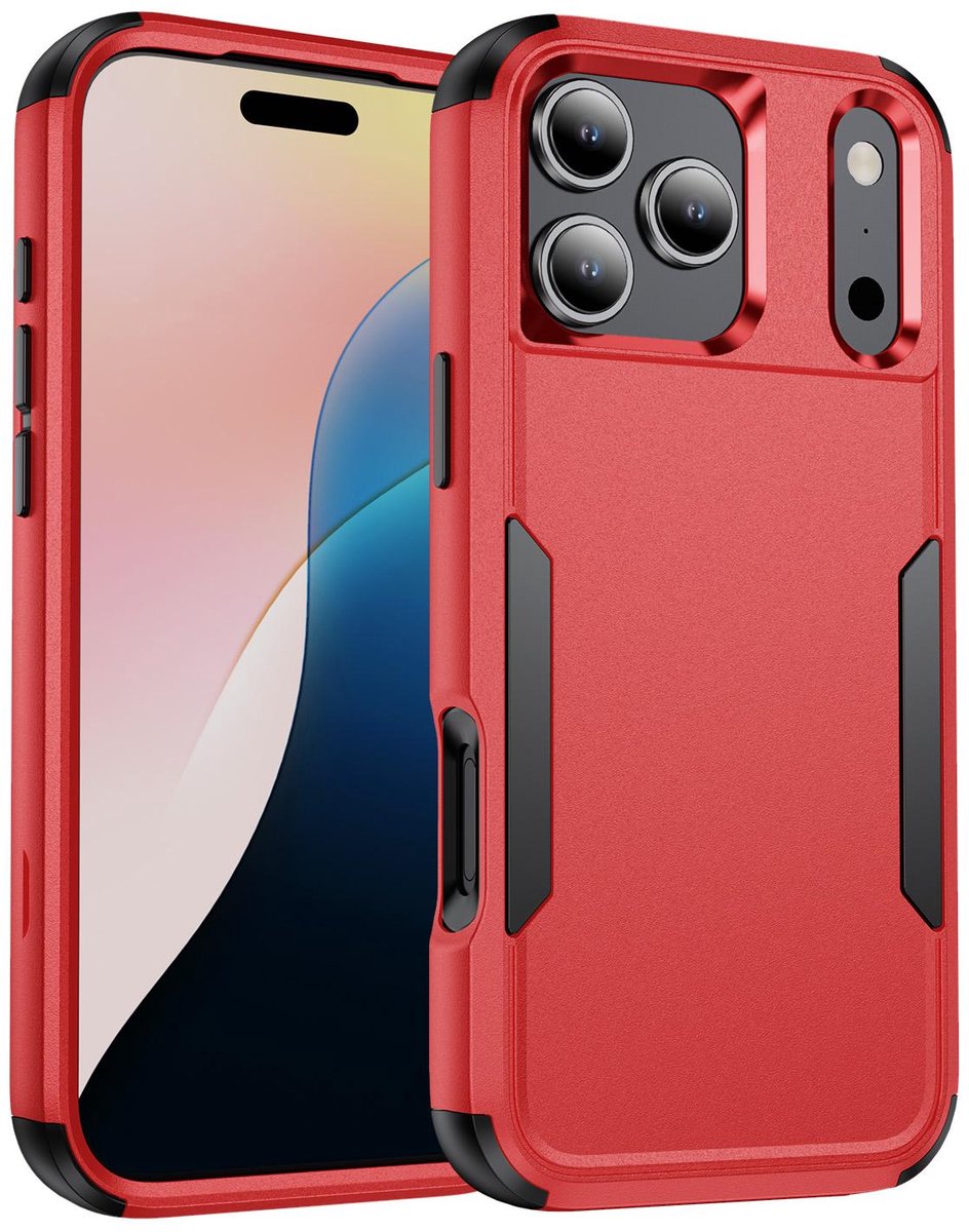 Mobigear Hoesje geschikt voor Apple iPhone 17 Pro Telefoonhoesje Hardcase | Mobigear Ultra Tough Backcover Shockproof | Schokbestendig iPhone 17 Pro Telefoonhoesje | Anti Shock Proof - Rood
