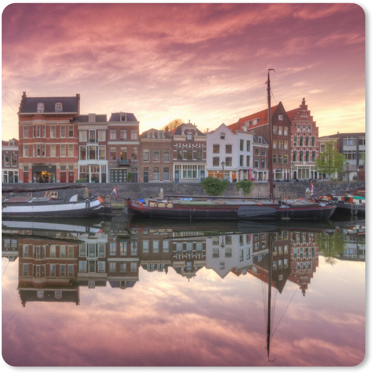Muismat XXL 50x50 cm - Bureau onderlegger - Bureau mat Rotterdam - Boot - Reflectie - Bureaumat - Gaming mousepad xl - Bureaulegger groot - Computer deskmat