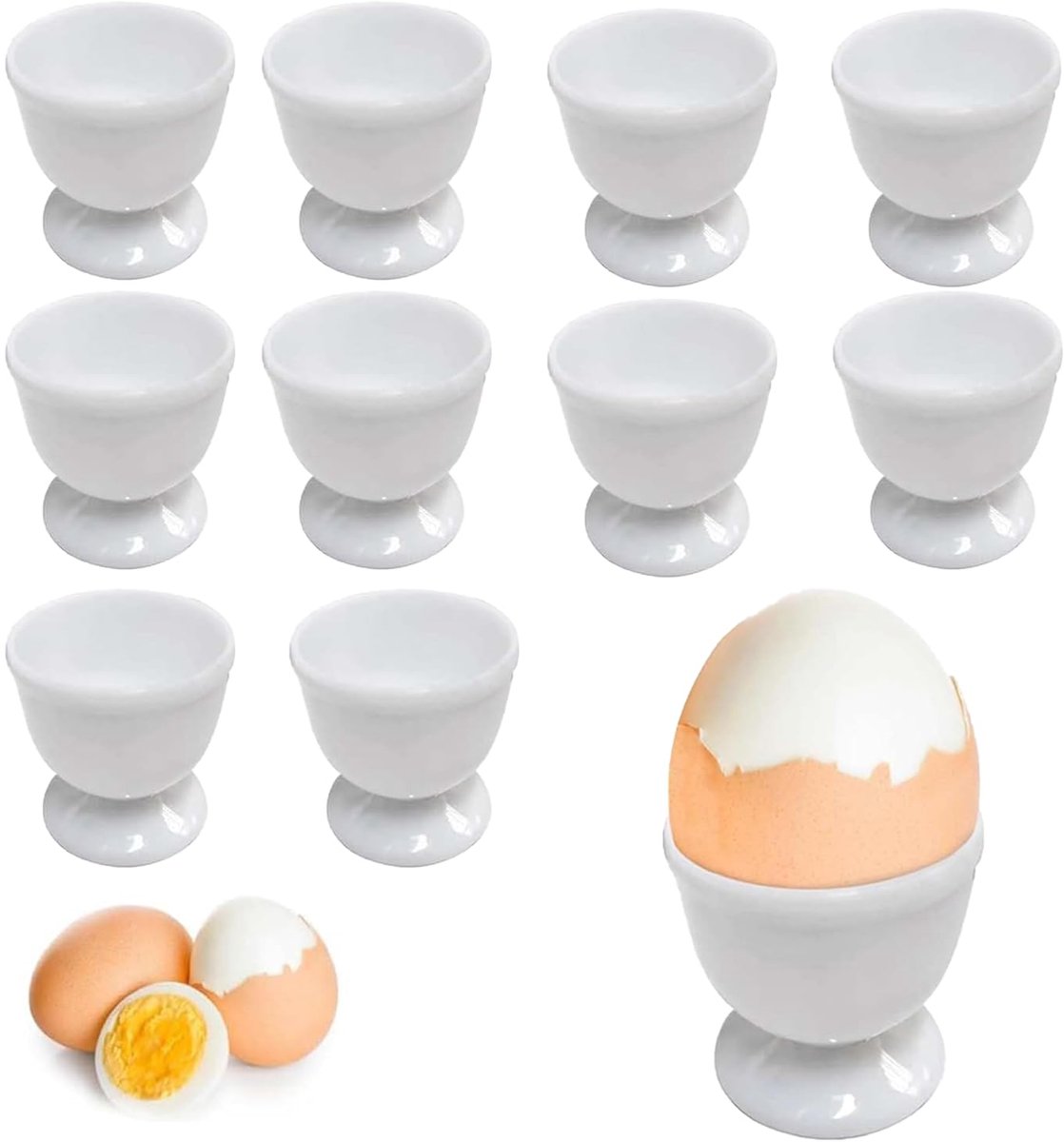 Coquetiers Pratiques Cuisine Lot De 6 Coquetiers Porcelaine Blanche GANILITY - Empilables 7x5,2 Cm - Lave-vaisselle Et Micro-ondes - Pour Œufs à La Coque Accessoire Petit Déjeuner