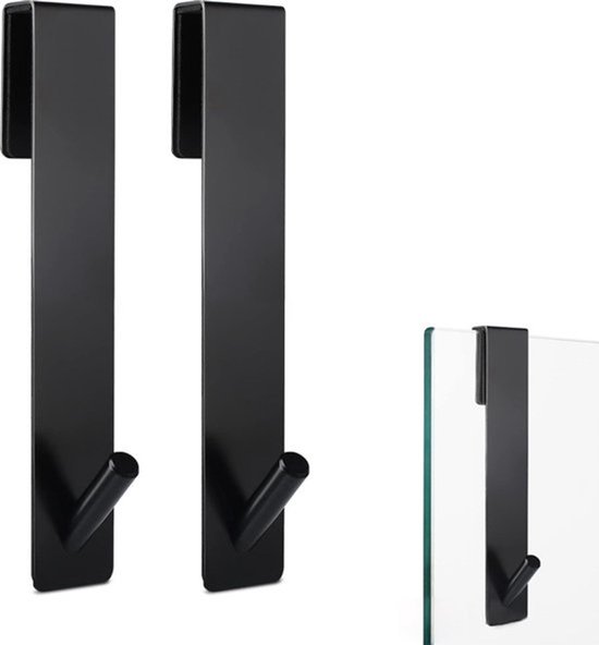 3 Stuks Douchehaken Zonder Boren, Deurhaken voor Douchewand, Handdoekhaken Om Op te Hangen, Douchehaken Roestvrij Staal, Voor Badkamer, Slaapkamer, Glazen Douchewand (Zwart