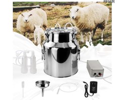 RFWR® Elektrische Melker met Verstelbare Pulsatie voor Koeien en Schapen - 14L RVS