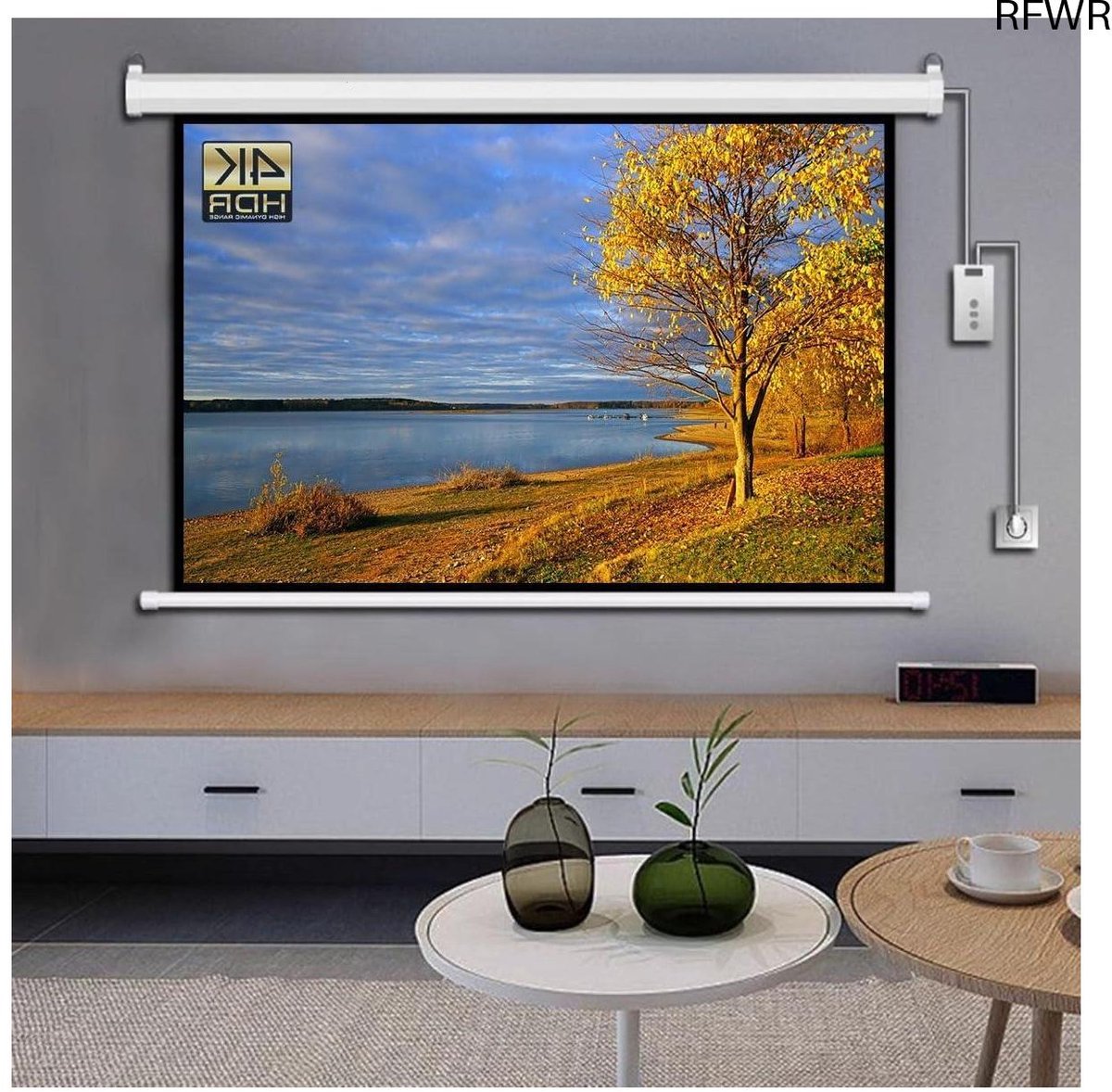 RFWR® Elektrisch Projectiescherm 60 Inch 72 Inch - HD Gemotoriseerd Scherm Met Afstandsbediening - 4:3 en 16:9