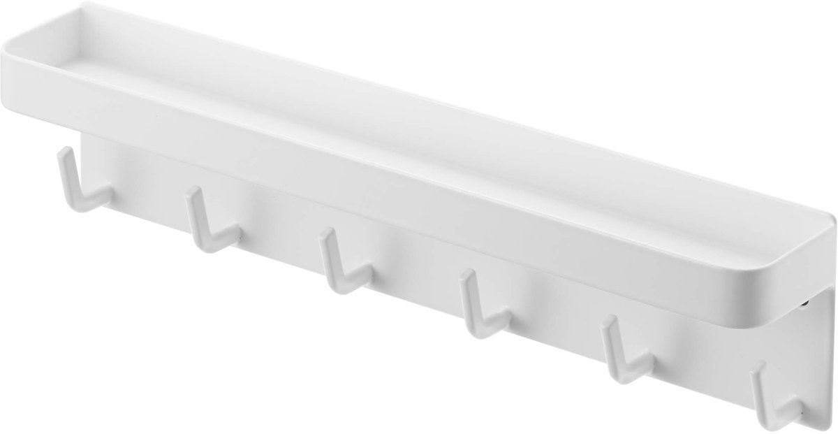 Ibenzoa Minimalistische magnetische sleutelhaak met opbergbak en metalen achterkant voor thuisgebruik wit