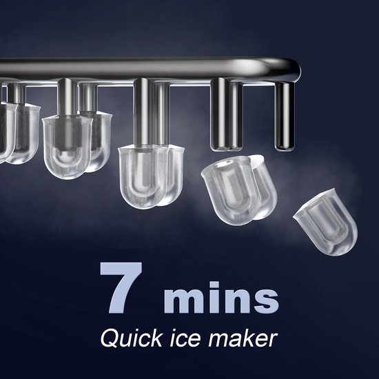 Bardi Deluxe IJsblokjesmachine Set 1,2 Liter Zwart - 12KG IJsblokjes in 24 uur - met IJsschep - Inclusief 3 Luxe Thermosbekers en Ijsschep - Grijs van Bardi — afbeelding 4