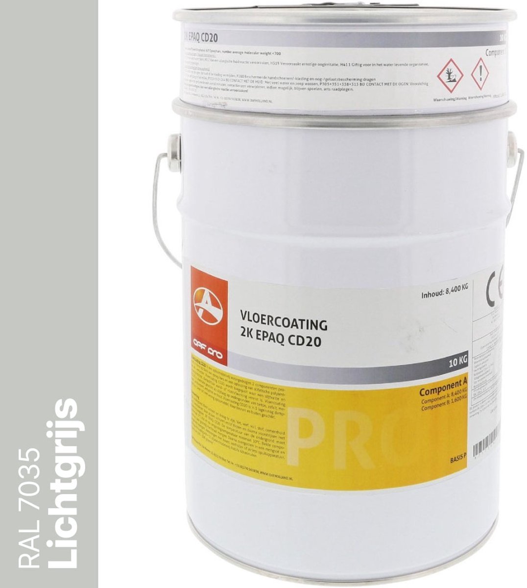 OAF PRO 2K Epoxy Vloercoating CD20 Lichtgrijs (RAL 7035) 10 kg - Vloerverf - Slijtvast, naadloos en vloeistofdicht - Eenvoudig Schoon te maken