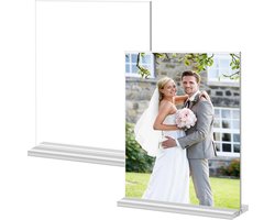 A4 Acrylic Sign Holder - 2pcs A4 Perspex Display Stand - Menu Holder - Clear Display Stand - Wall Sign - Memo Document - Menu Holder voor Kantoor School Thuis Restaurant