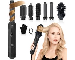 Fleau Beauty Föhnborstel - PRO Edition - Multistyler - Krulborstel - Airstyler - Hairwrap - Stijlborstel - Haarstyler - 6 in 1 Set - Zwart
