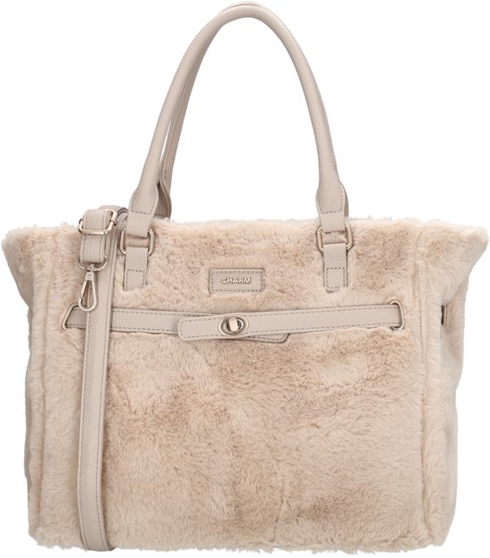 Charm London Alaska Shopper - Sac à bandoulière - Sac à main - Bont - Fourrure - Sac fourre-tout - Crème