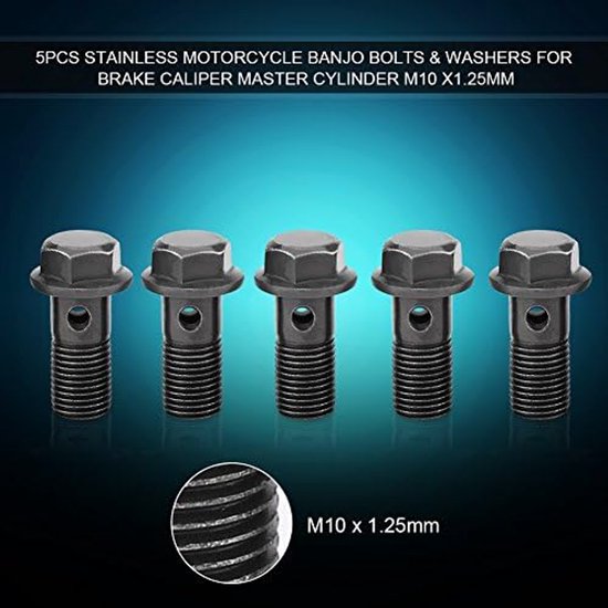 3x M10 X 1.25 Banjo Bolts – Brake Caliper & Master Cylinder Screw – Universal Replacement