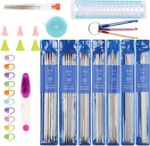KOKNIT 18 paar bamboe rondbreinaalden set, inclusief 78,7 cm lange lichtgewicht breinaalden (2 mm-10 mm), 43 stuks breigereedschap en elegante opbergkoffer
