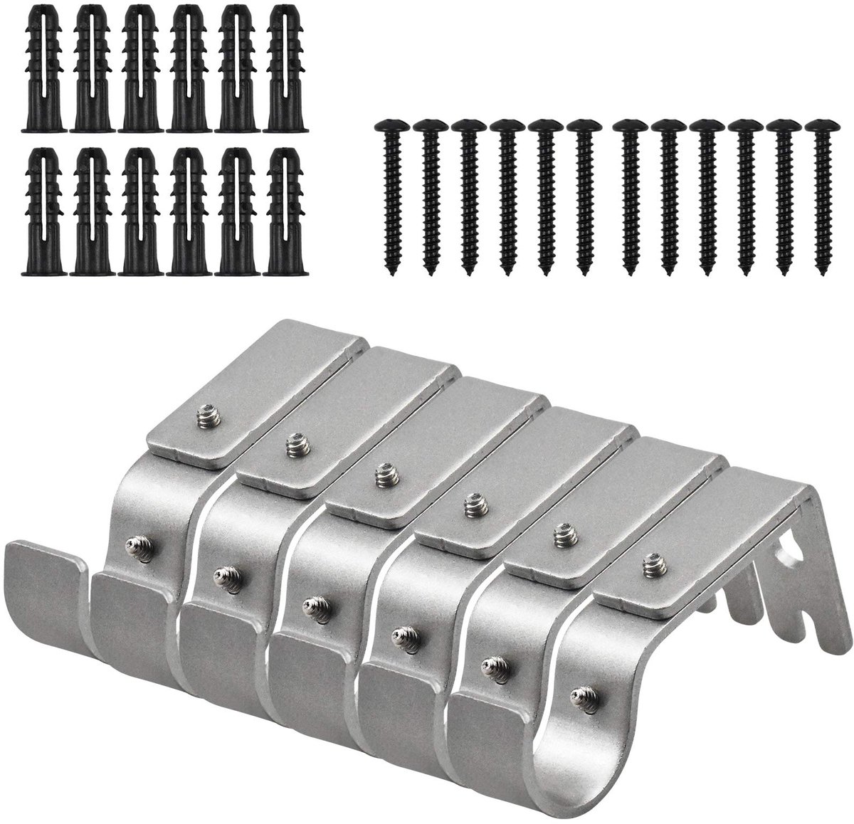 Ibenzoa® Verstelbare metalen gordijnroedehouders set van 6 voor zware gordijnen en kledingstangen