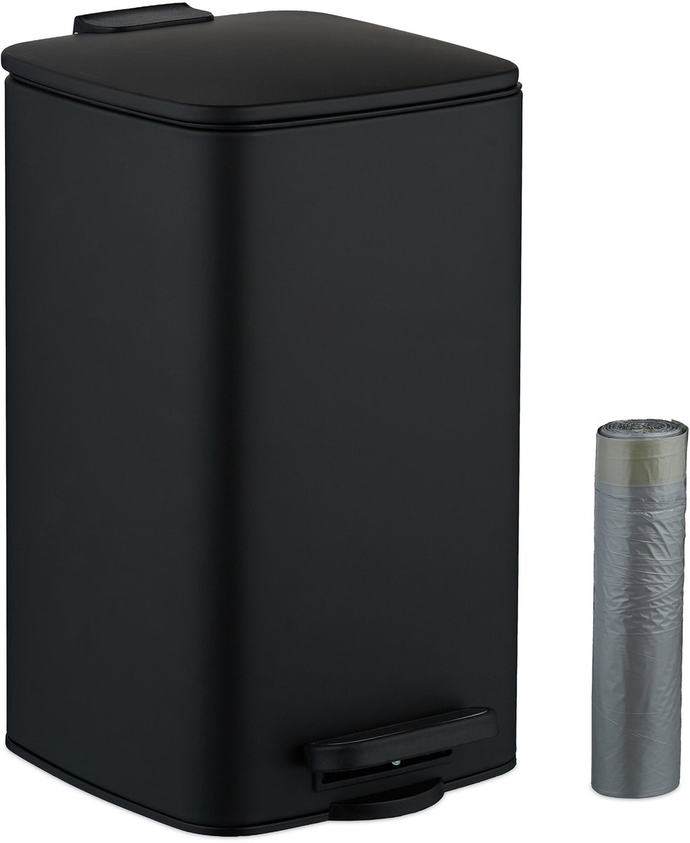 badkamer prullenbak - 8 l - softclose - met 20 vuilniszakken - zwart