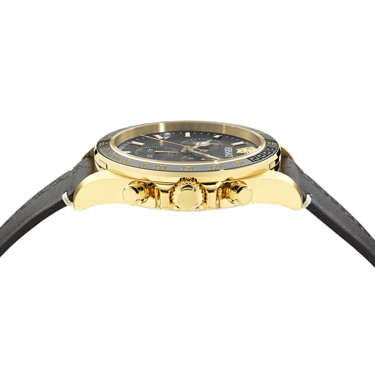 Versace Greca Chr Wave VE0H00225 Horloge - Leer - Zwart - Ø 43 mm