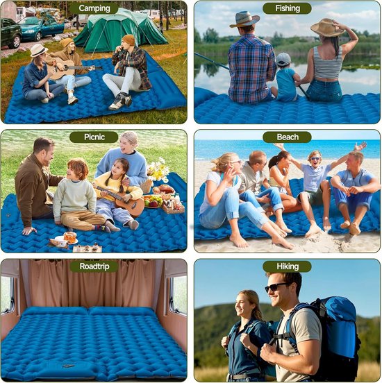 Zelfopblazende Campingmat - Ultralicht & Comfortabel - 2 personen - 200x130 cm van Merkloos — afbeelding 5