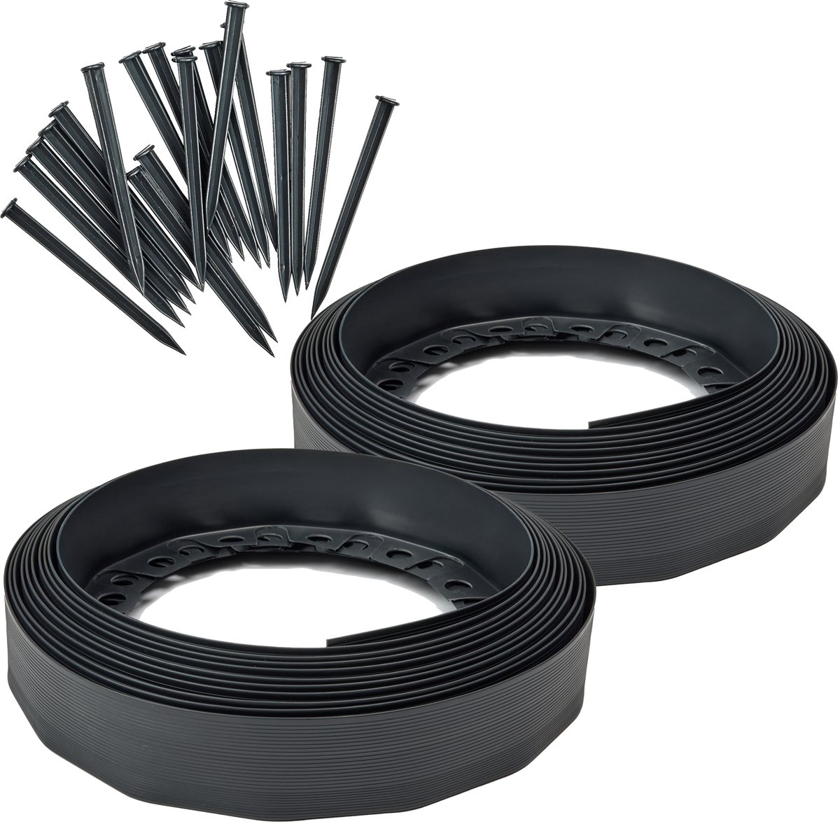 Garronda – Bedranding - Kunststof Stoeprand met Bevestigingsankers – 20 m x 6 cm met 40 Bevestigingsnagels – GD-JBM-Rollborder1000