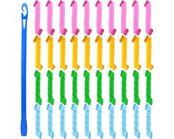 foto van 40 Pack Magic Hair Curlers - Spiraal Krullen Styling Rollers Kit voor Alle Haarlengtes 30cm - Wave Stijlen - Geen Warmte Haar Krultang - Met Styling Haken - Haarstyling Accessoires