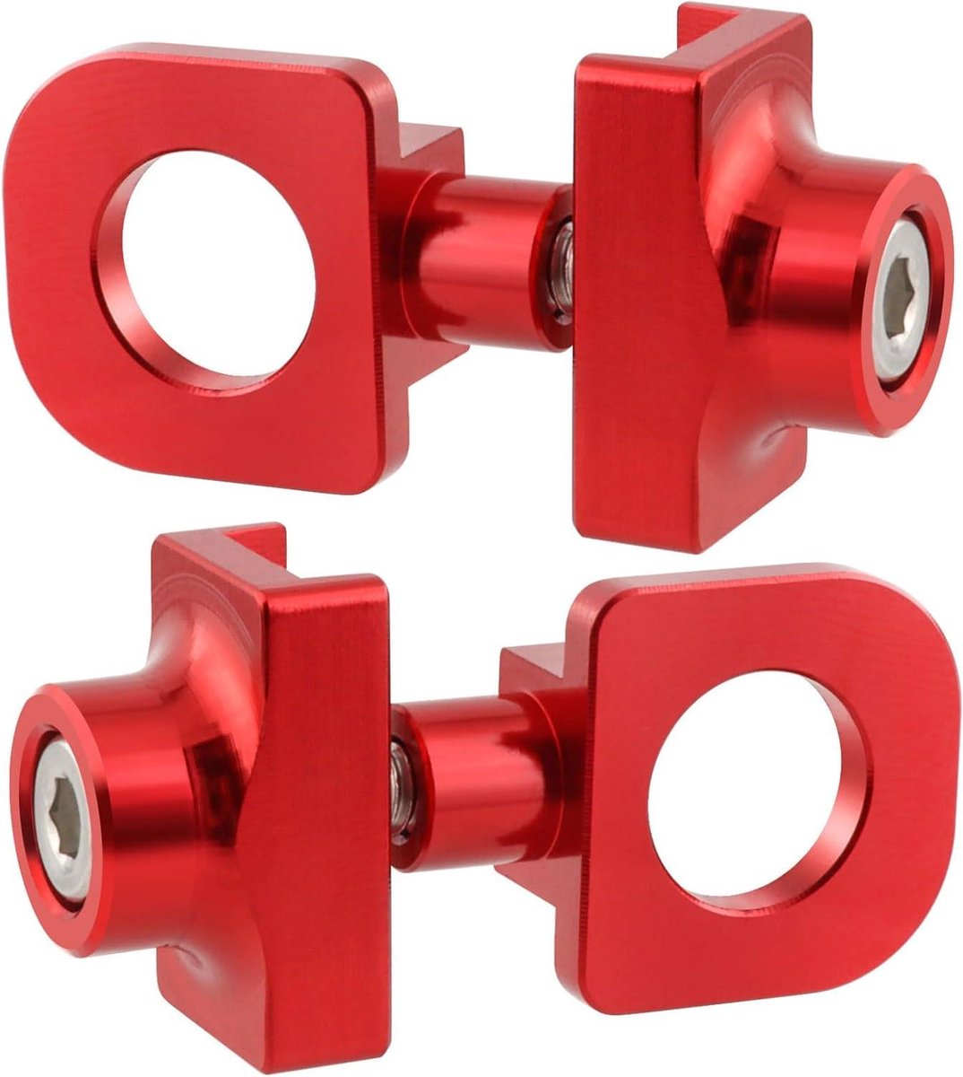 Allecto Plus - Aluminium Fietskettingspanner 2 Stuks - Hoogwaardige Fietskettingspanners Rood - Enkelvoudige Fietskettingspanner Metaallegering Set voor BMX Fixie Fiets Eénsnelheid
